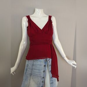 Sandra Angelozzi Silk Top Size 2 Side Zip Sleeveless Blouse Structured Fit